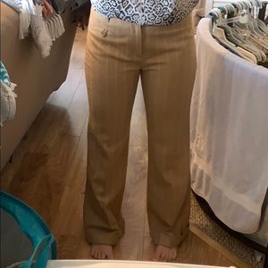 Tan & White Striped Dress Pants